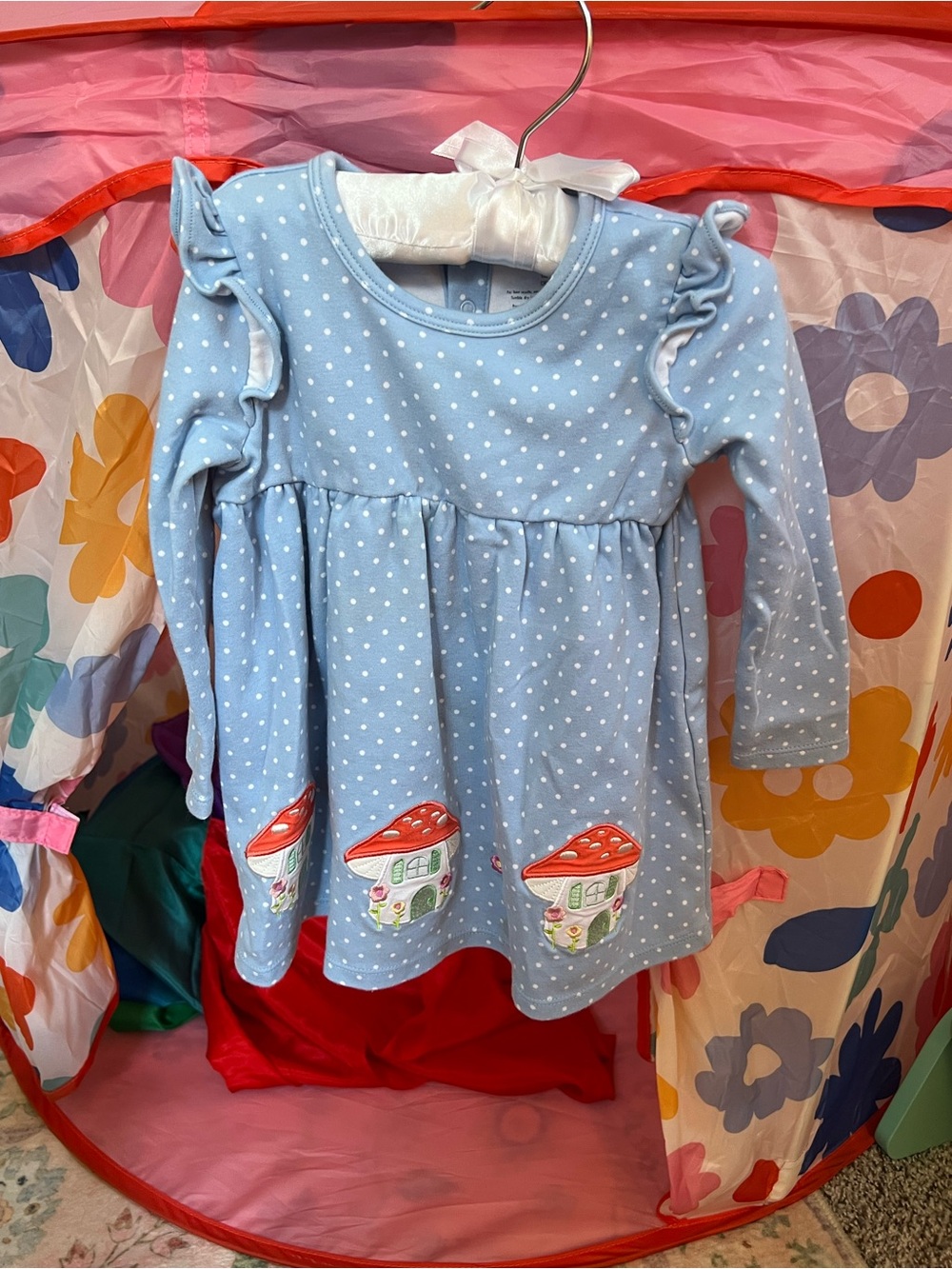 Angel Dear Light Blue Polka Dot Long Sleeve Top